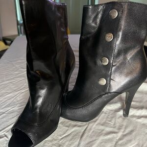 SOLD Steve Madden black leather studded button ankle boots. New in box 7.5